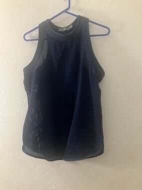 Adidas by Stella McCartney Navy Mesh High-Neck Tank